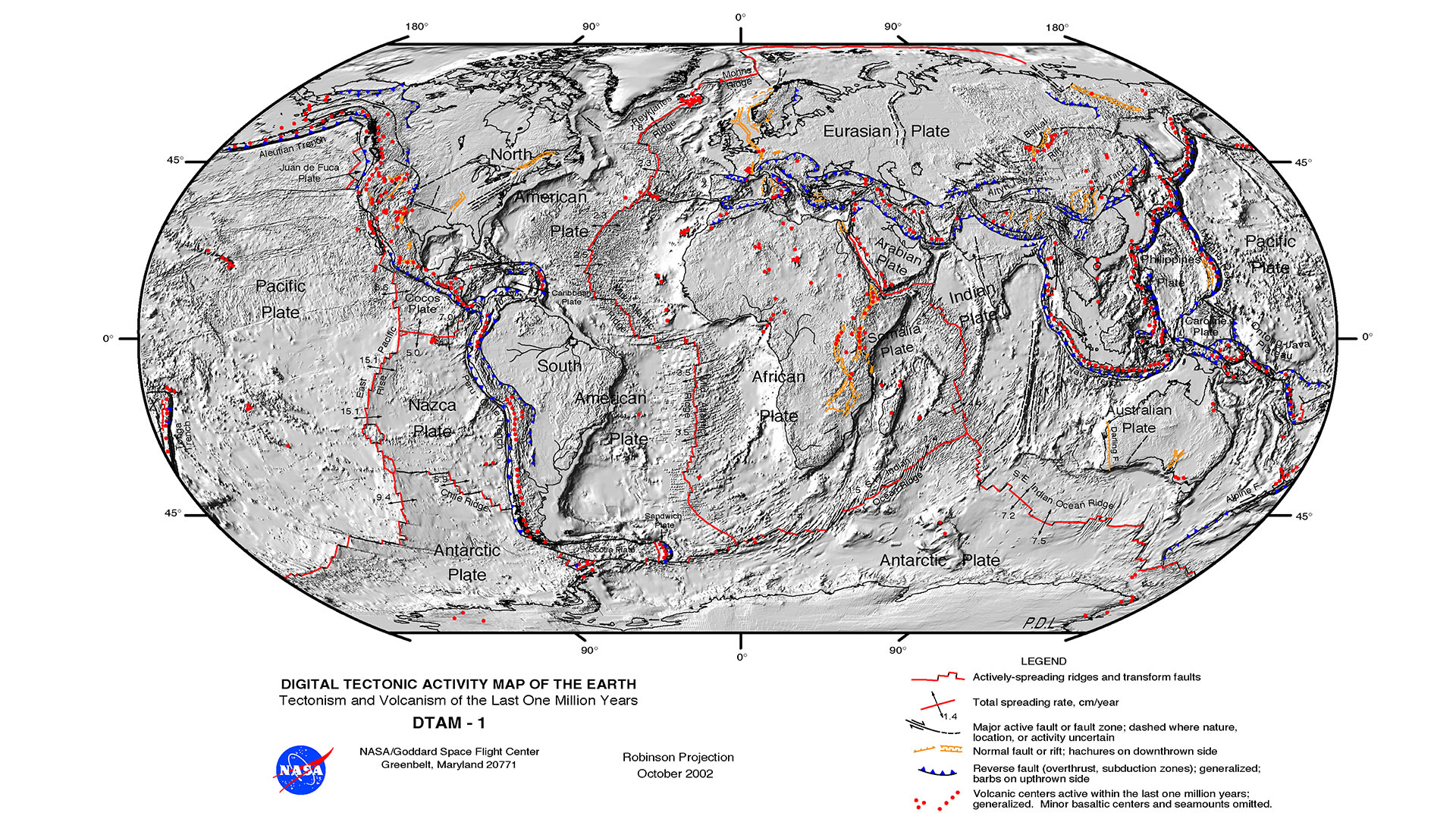 Digital Tectonic Activity Map of the Earth by NASA.