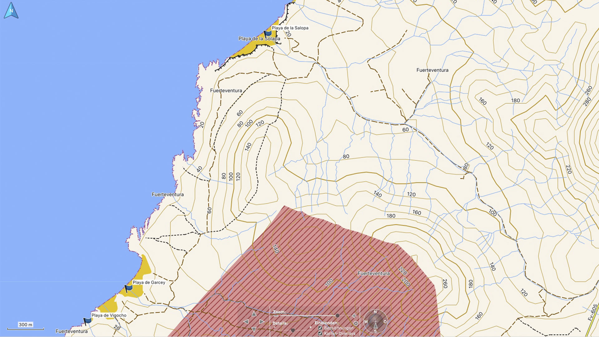 Fuerteventura Karte der Straende: Die Strände von Pajara.