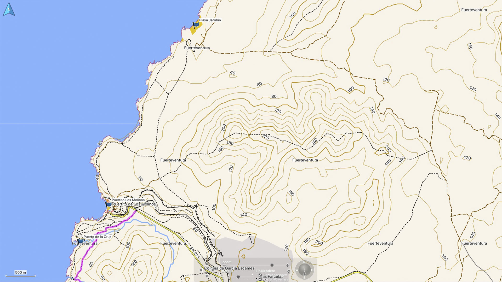 Fuerteventura Karte der Straende: Die Strände von Los Molinos.