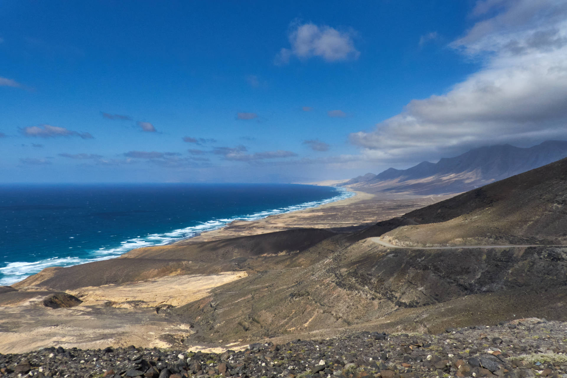 Blick vom Degollada de Agua Oveja nach Cofete.