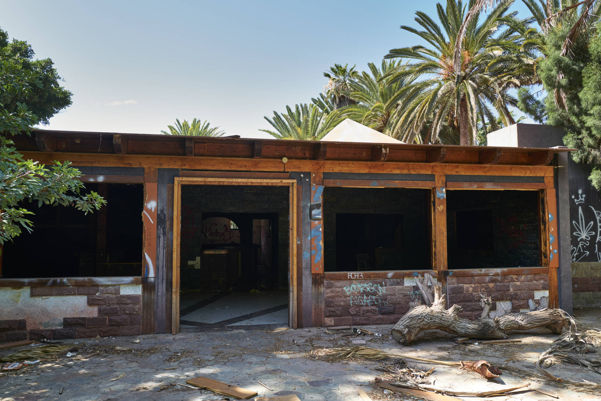 Der verwahrloste Palmenpark von Costa Calma Fuerteventura.