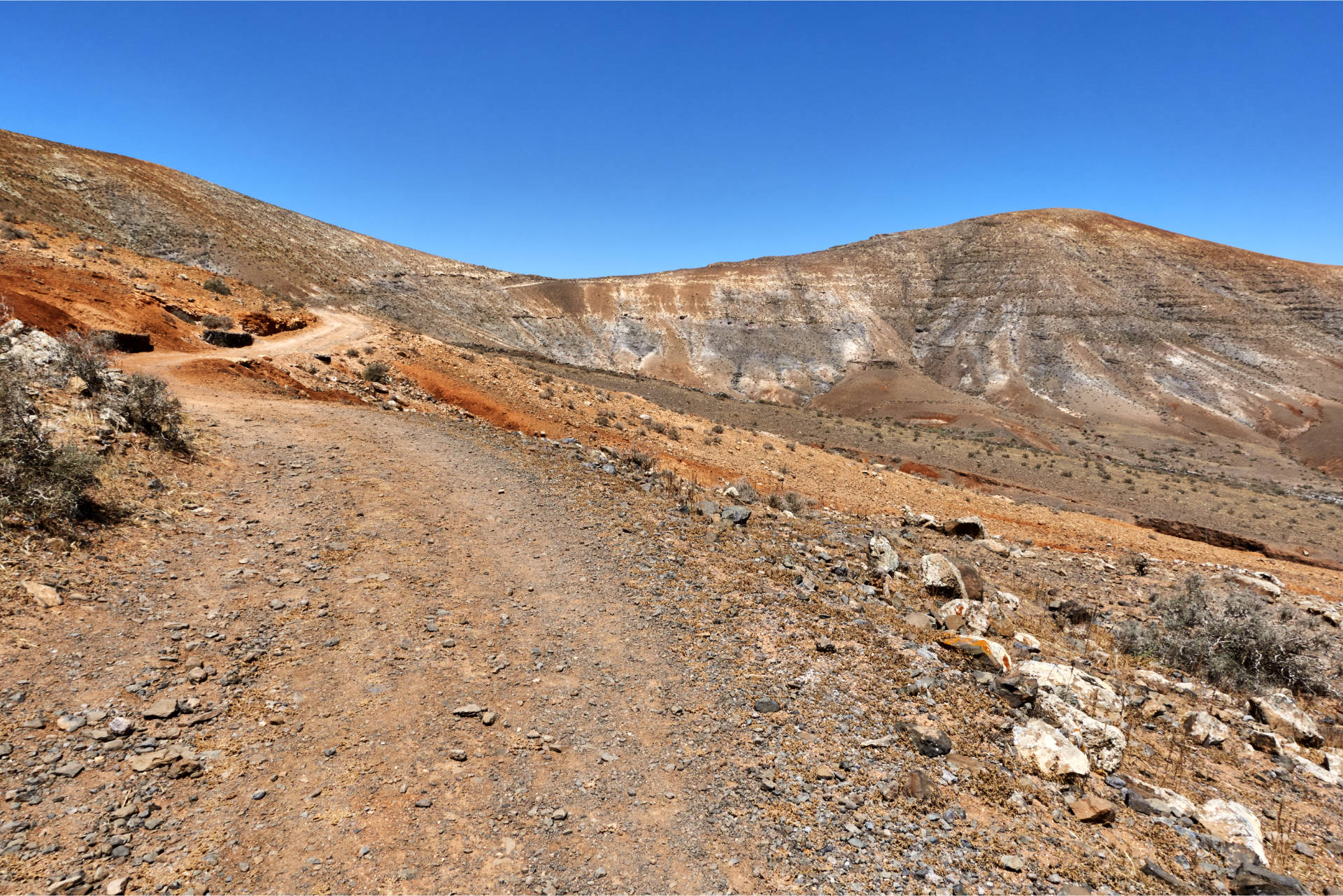 Durch das Valle de Tetir Richtung Westen zum namenlosen Pass zwischen Morro de Facay (520m) und Morro de Cagadas Blandas (525m).