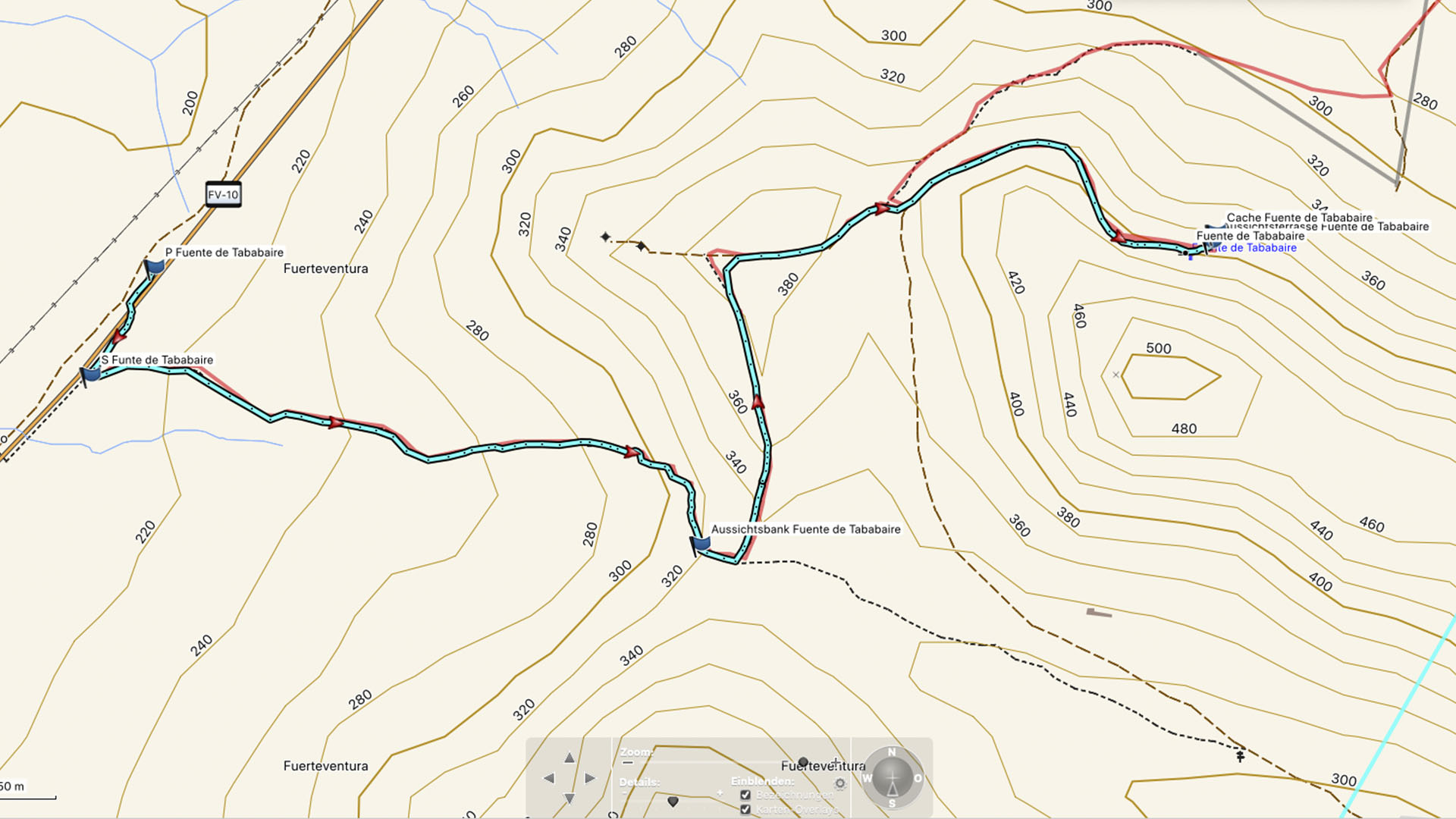 Wanderung zur Fuente de Tababaire Fuerteventura – Karte.