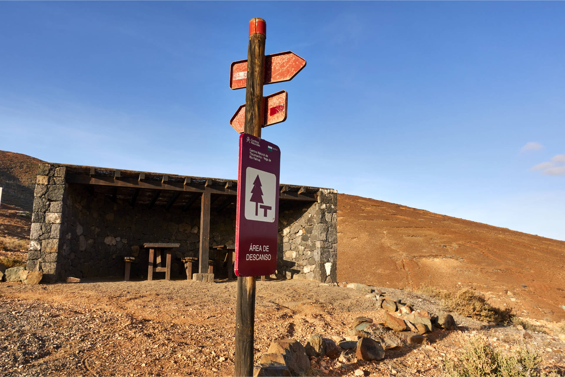 Ende des Camino Natural de Fuerteventura an der Área de descanso Tiscamanita.