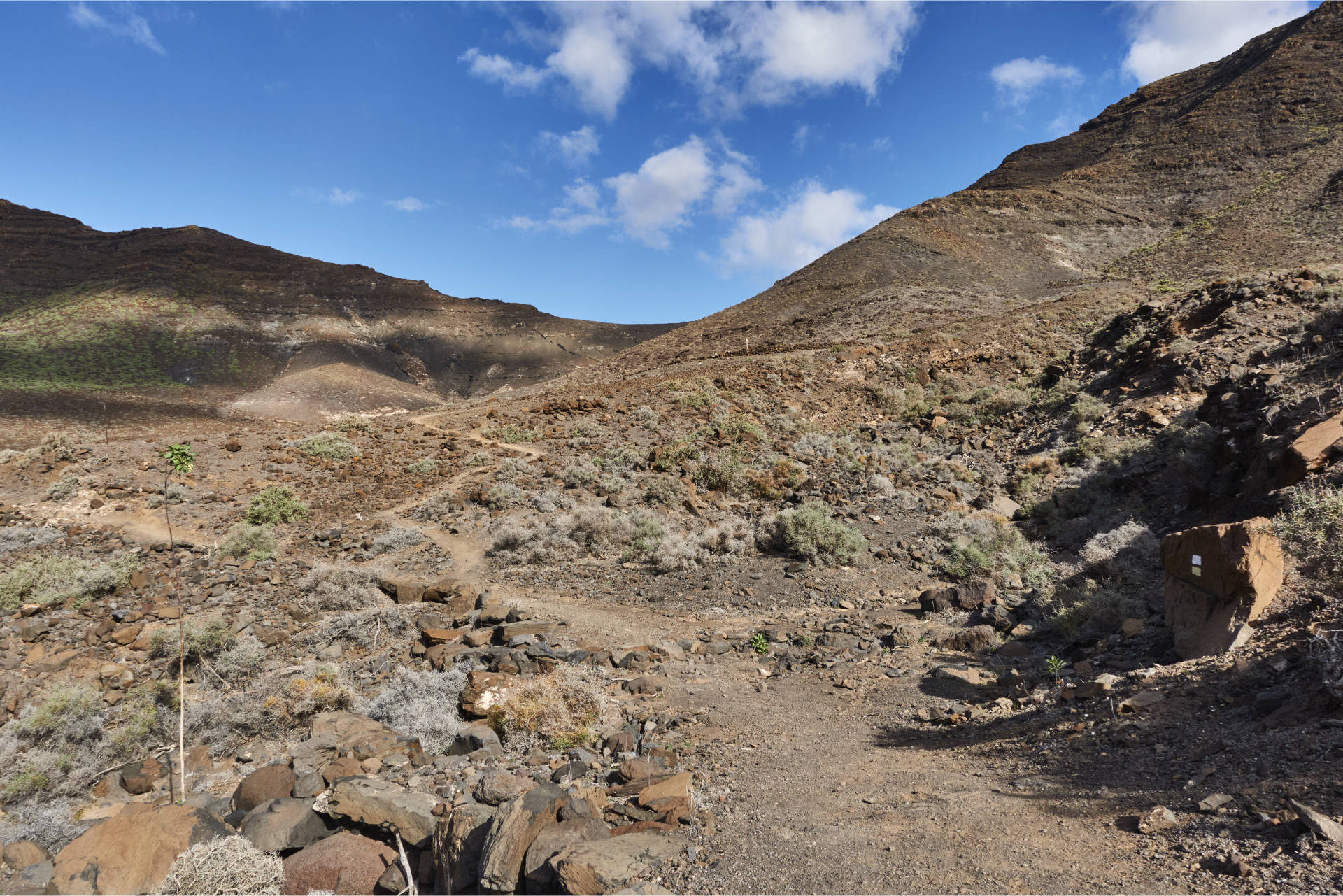 Wanderung Gran Valle - Cofete: Anstieg zum Degollada de Cofete (345 m).