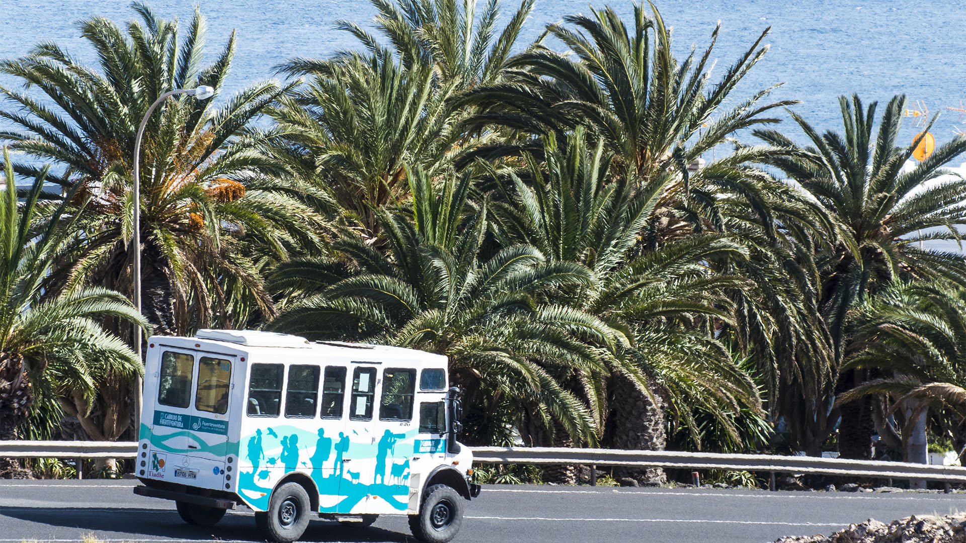 Wanderung Gran Valle - Cofete: Der "Wanderbus", Linie 111 des öffentlichen Busverkehrs von Fuerteventura.