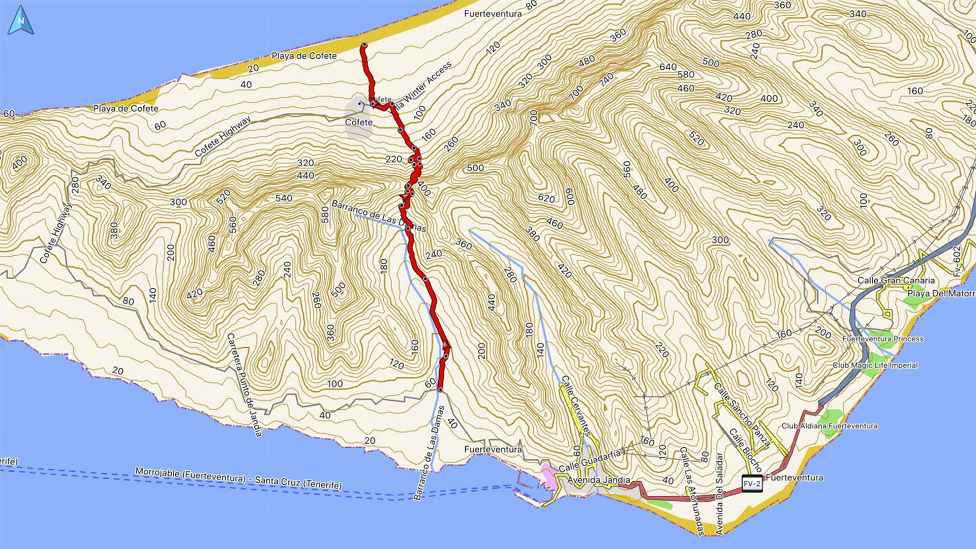 Wanderung Gran Valle - Cofete: Karte.