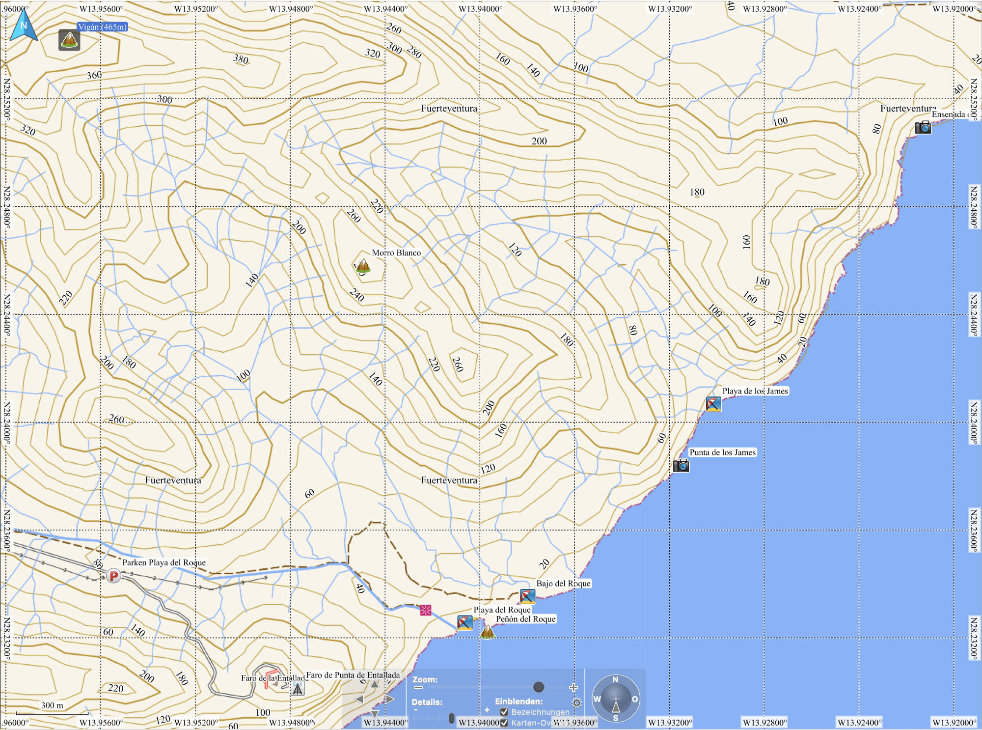 Karte Nord: Peñón del Roque Fuerteventura (CCL: OSM).