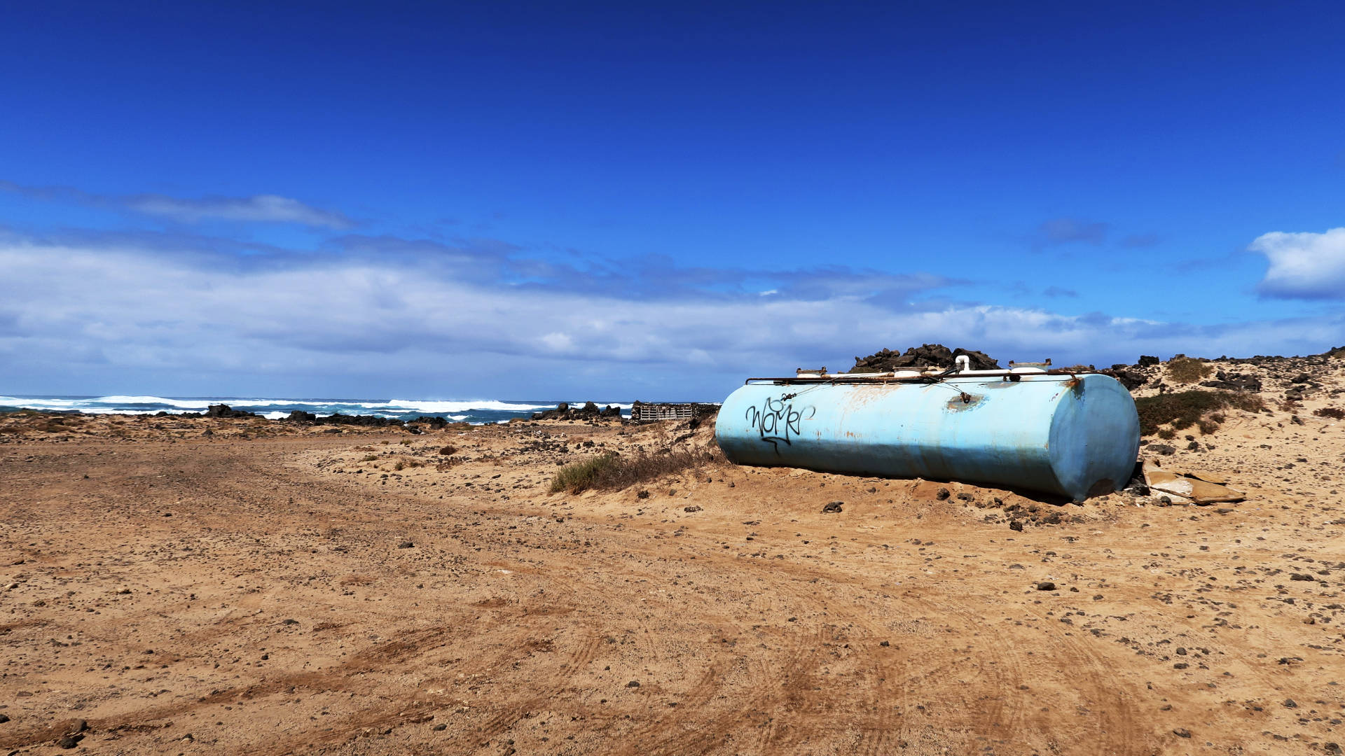 Chemie Entsorgungsstation an der Caleta de María Diaz North Shore Fuerteventura.