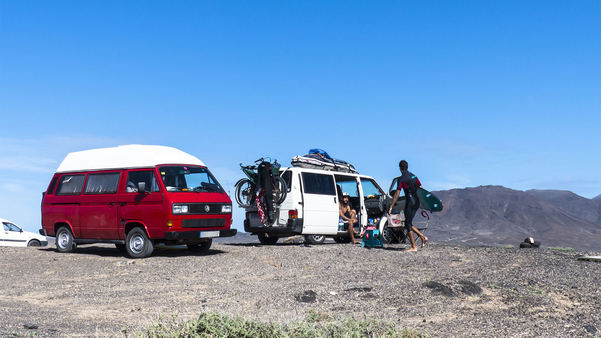 Surfen und Vanlife am Punta Salinas Halbinsel Jandía Fuerteventura.