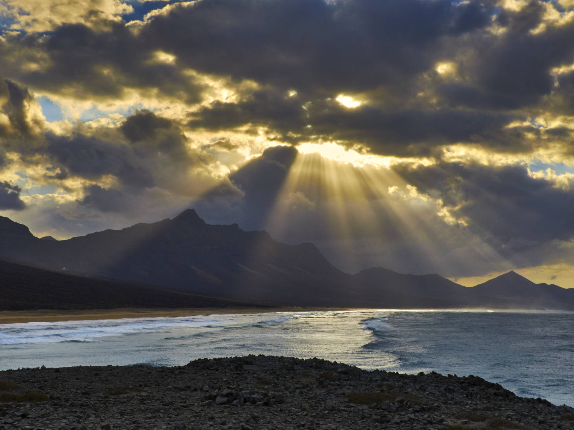 Sunset an der Islote de Cofete Jandía Fuerteventura.