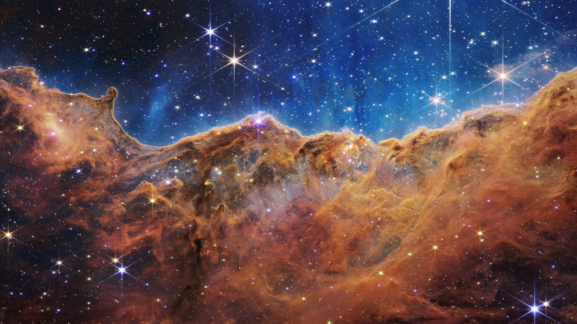 Carinanebel gesehen vom James-Webb Weltraumteleskope (CCL NASA).
